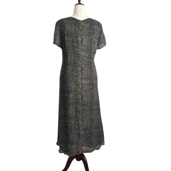 VTG Allison Taylor 100% Silk Dress Abstract Animal Print 90s Y2K Midi Size L - Picture 2 of 8